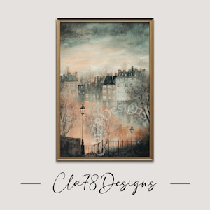 Moody Cityscape Digital Print, Urban Wall Art, Chic Digital Download, City Living Room Decor, Dark City Prints, Contemporary Cityscape Decor