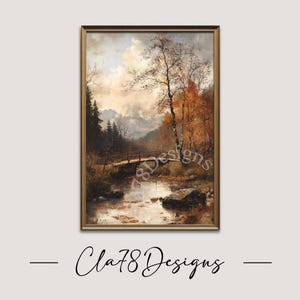 Rustic Fall Landscape Painting, Fall Wall Art, Fall Oil Painting, Fall Print Autumn Decor, Rustic Fall Decor, Moody Wall Art, Digital Print