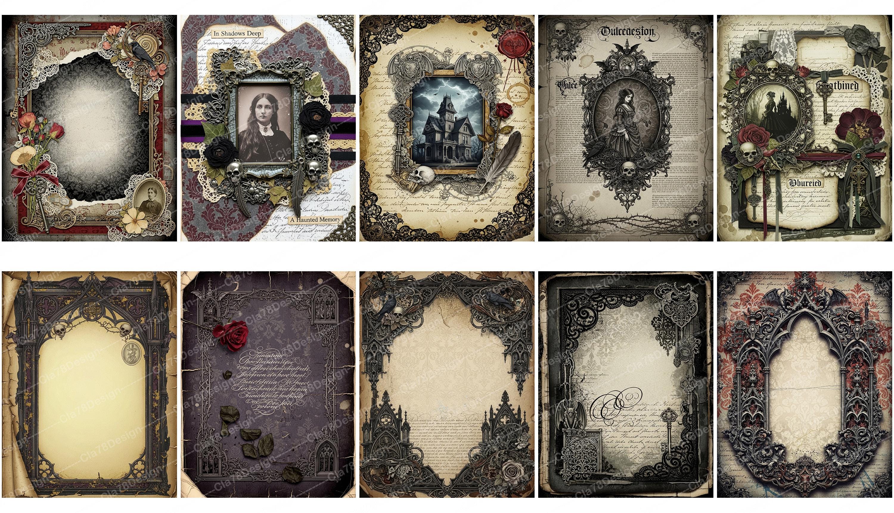 Gothic Junk Journal Pages | Dark Academia Ephemera Kit | Victorian ...