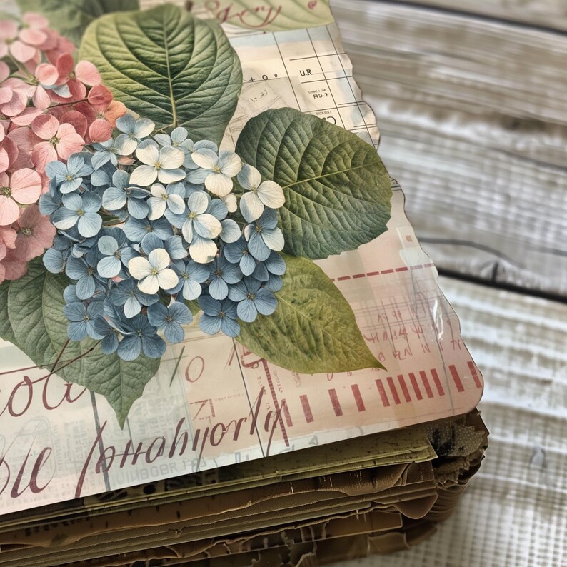 Hydrangea Junk Journal Kit - 20 Pages, Hydrangeas and Ledger Digital ...