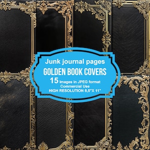 Copertine stampabili Golden Book Junk Journal, kit Junk Journal, album di ritagli stampabile, carta stampabile, collage digitale, download immediato