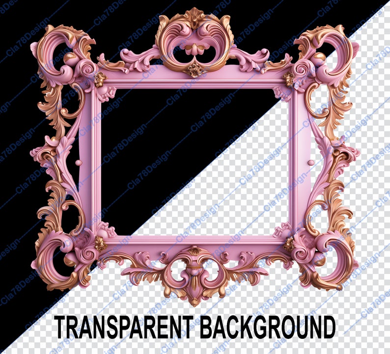 Pink and Gold Frames Clipart - Rococo and Baroque Vintage Clip Art for ...