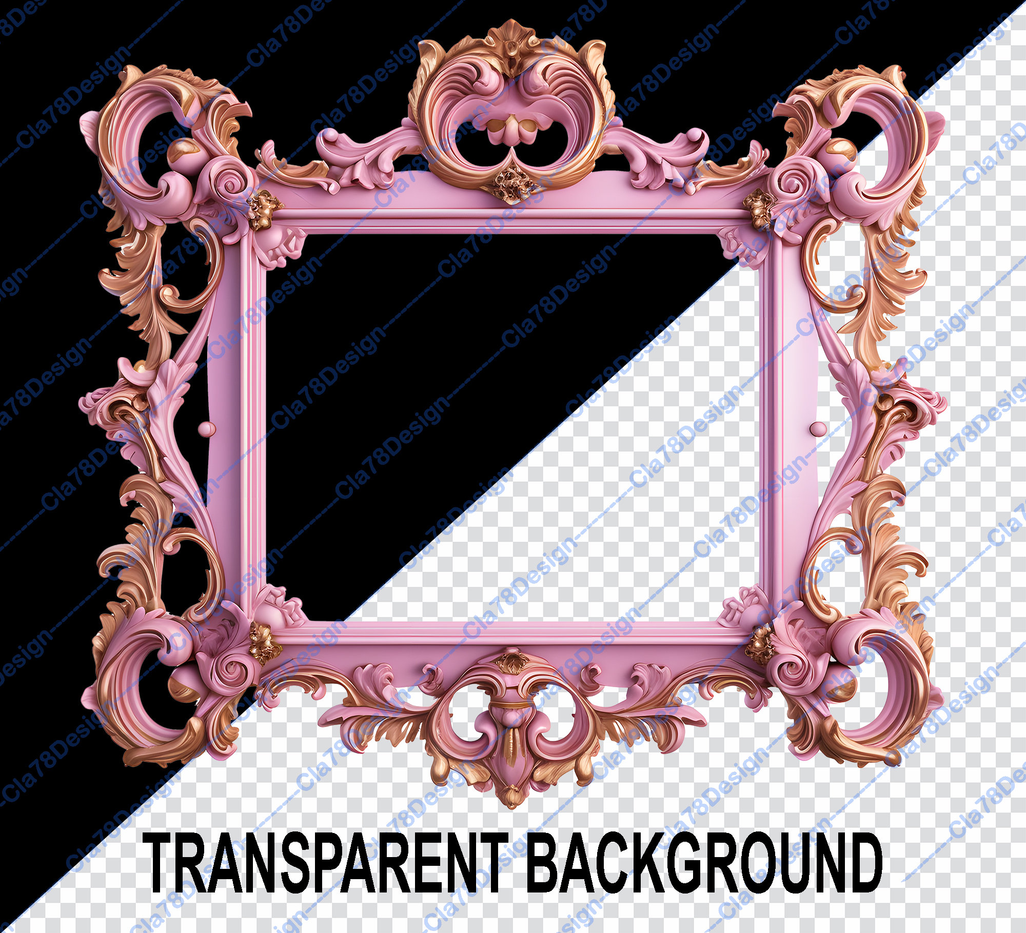 Pink and Gold Frames Clipart - Rococo and Baroque Vintage Clip Art for ...