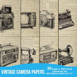 Vintage Device Digital Papers Junk Journal Signatures Grunge Paper Pack Printable Cardmaking Supply Scrapbooking Papers
