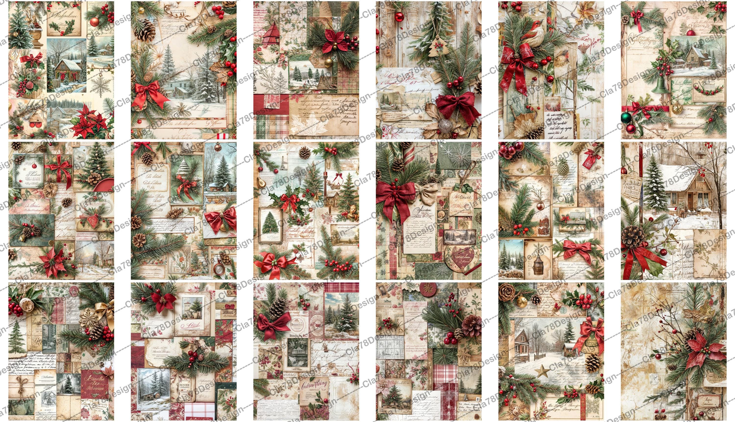 Vintage Christmas Junk Journal Kit, Printable Ephemera, Digital ...
