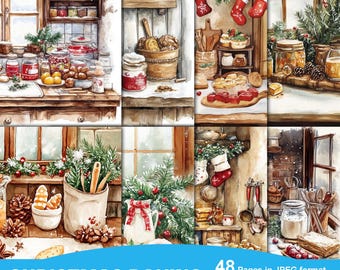 Christmas Baking Junk Journal Pages, Winter Ephemera, Scrapbook printable, Printable Paper, Digital Collage, Spring Pages, Digital Collage