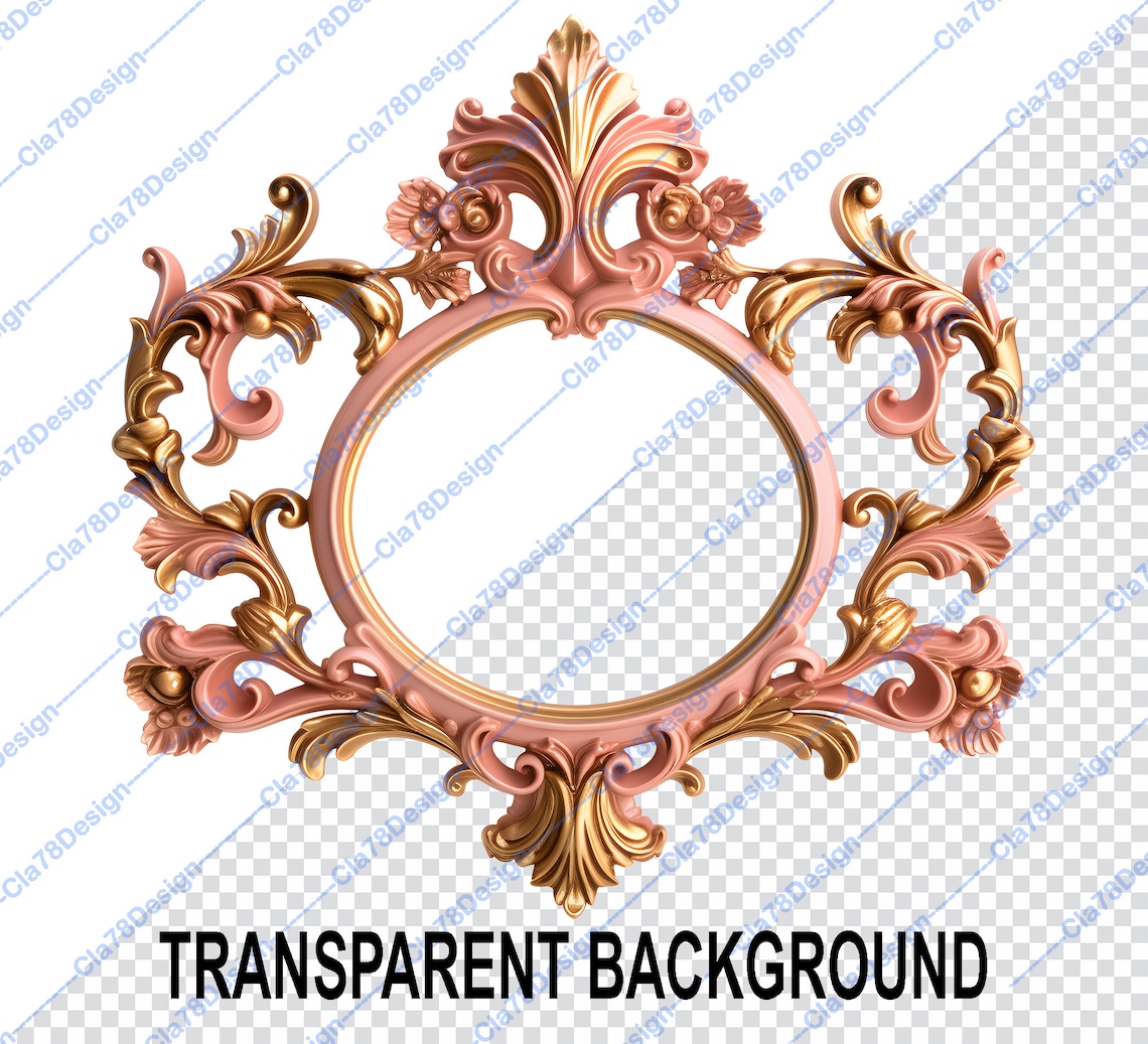 Pink and Gold Frames Clipart - Rococo and Baroque Vintage Clip Art for ...