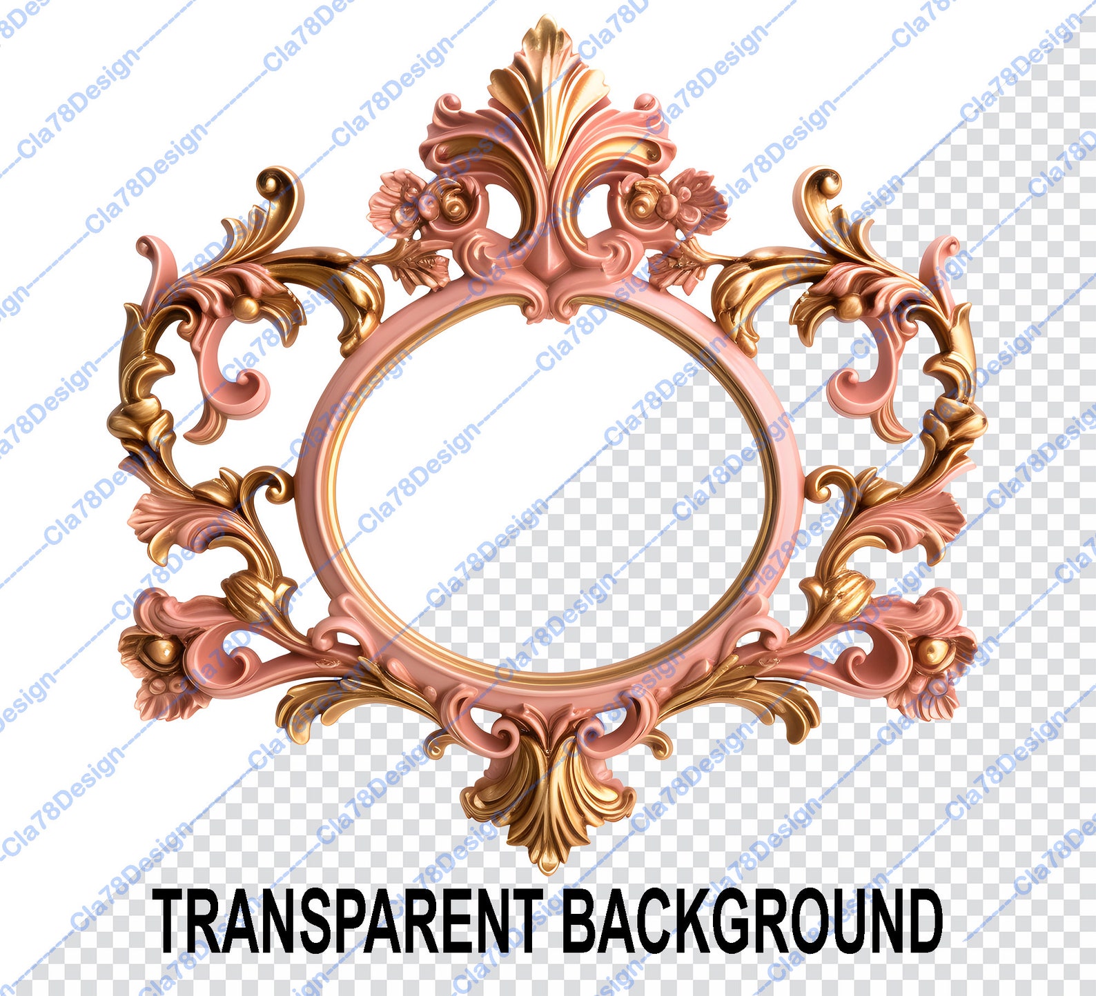 Pink and Gold Frames Clipart - Rococo and Baroque Vintage Clip Art for ...