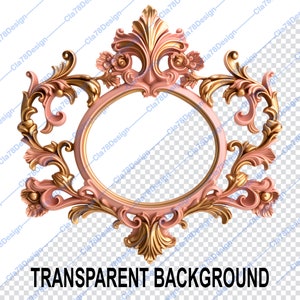 Pink and Gold Frames Clipart - Rococo and Baroque Vintage Clip Art for ...