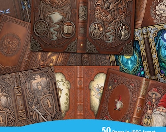 Vintage Fantasy Buchumschläge und Buchrücken, Journal Cover und Buchrücken, Junk Journal Kit, Dark Academia, digitale Papiere, Instant Download