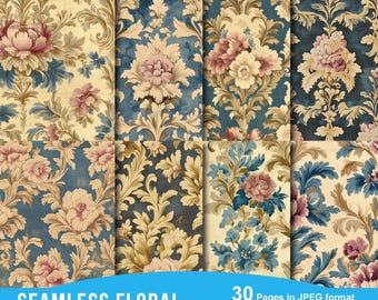 Vintage Seamless Digital Paper, Victorian Digital Paper Pack, Junk Journal Printable Paper, Floral Paper for Print, Instant Download