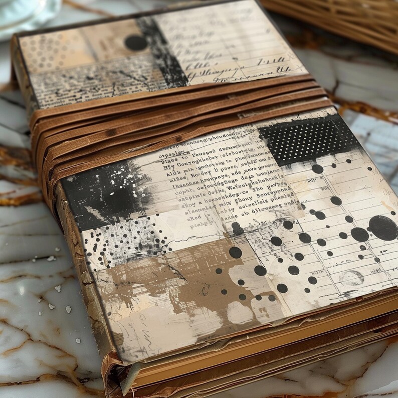 Distressed Papers Vintage Pages Collage, Old Textured Card Junk Journal ...