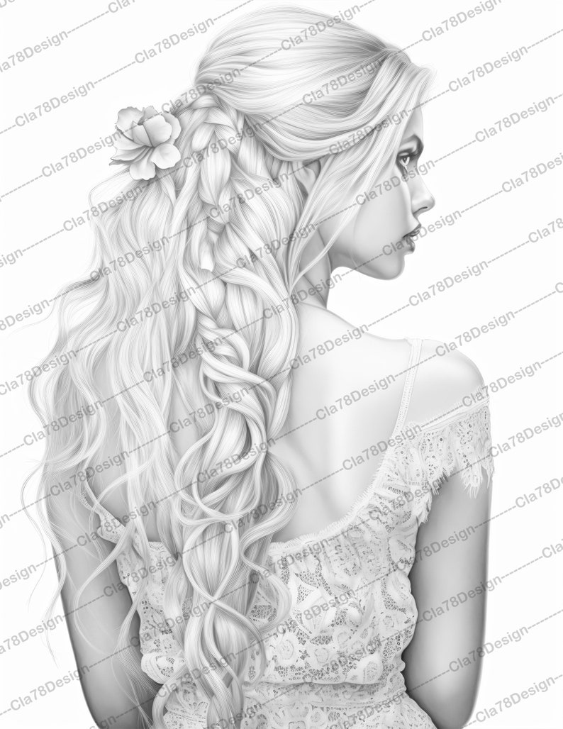 20 Hairstyles Coloring Pages Cover, Printable Adult Coloring Book ...