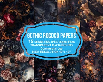Gothic Seamless  Rococo Junk Journal Printable, Junk Journal Kit, Scrapbook printable, Printable Paper, Digital Collage, Instant Download