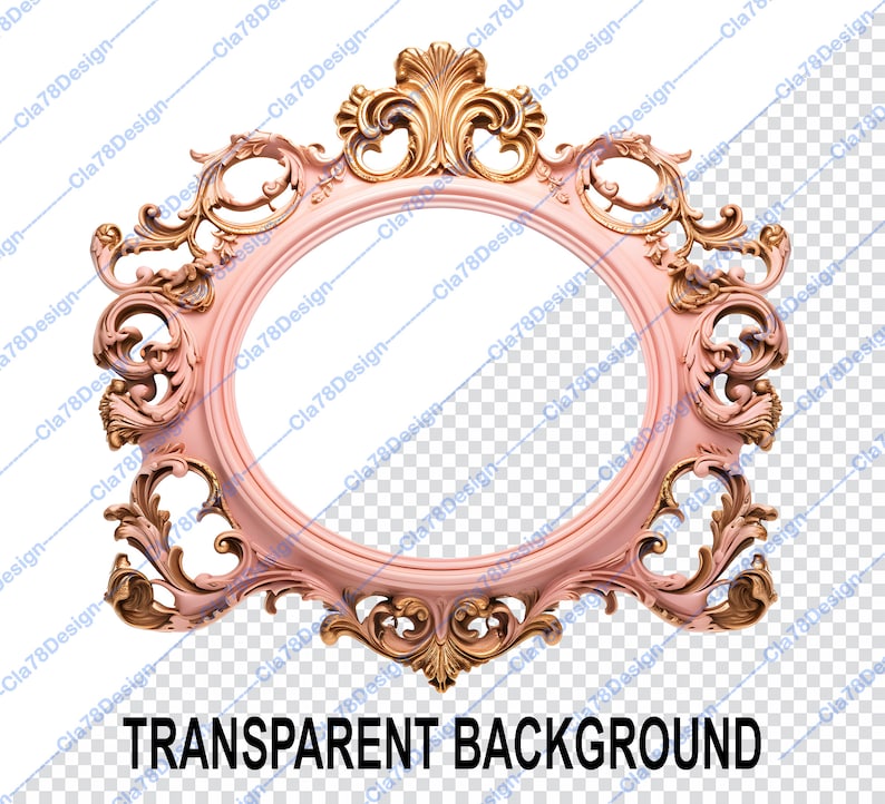 Pink and Gold Frames Clipart - Rococo and Baroque Vintage Clip Art for ...