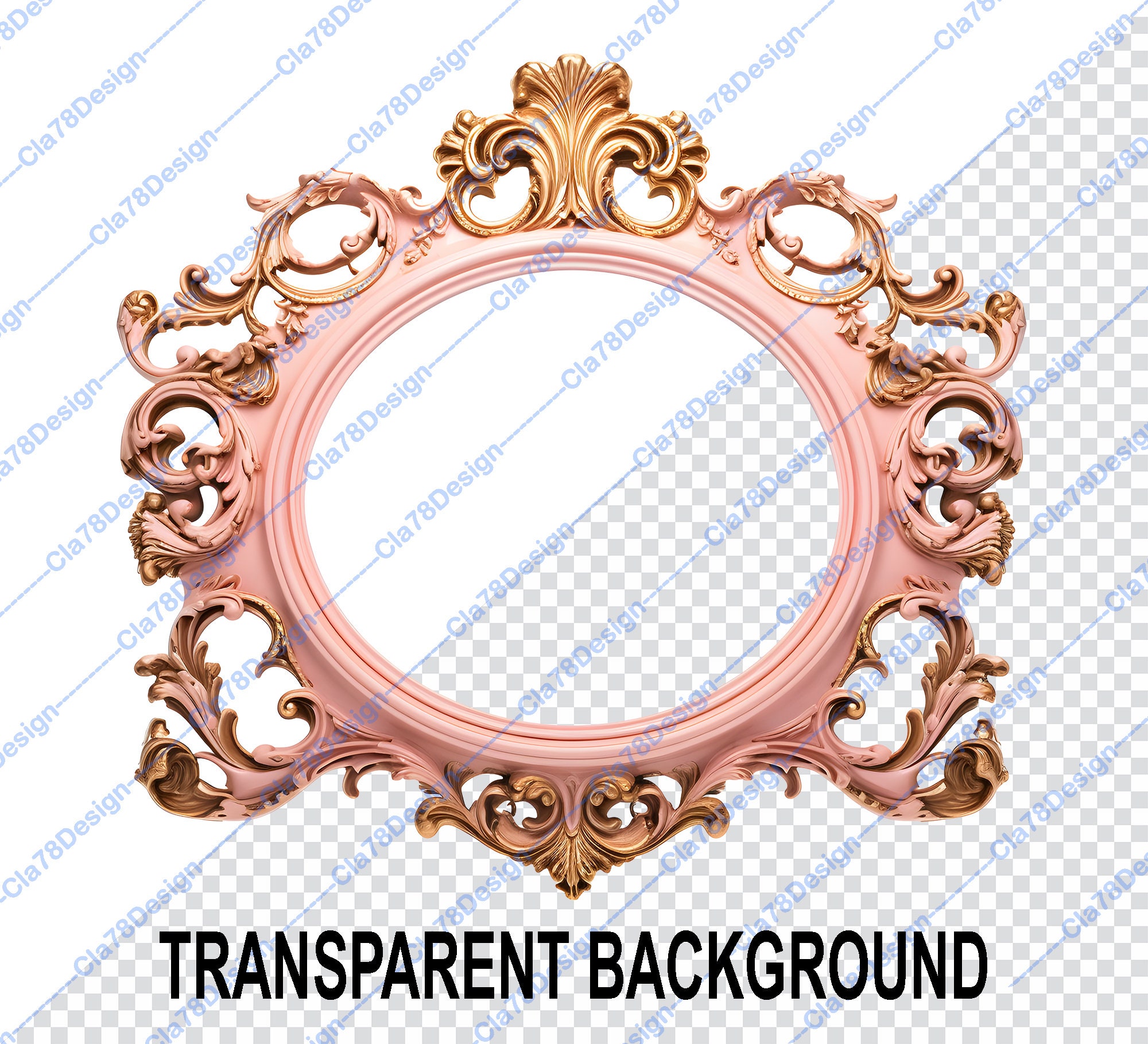 Pink and Gold Frames Clipart - Rococo and Baroque Vintage Clip Art for ...