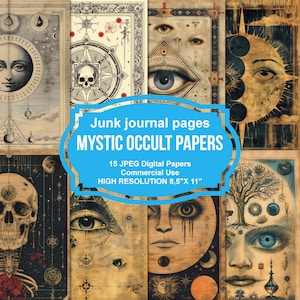 Mystic Occult Junk Journal Printable Pages, Junk Journal Kit, Scrapbook printable, Printable Paper, Digital Collage, Instant Download
