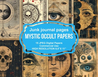 Mystic Occult Junk Journal Printable Pages, Junk Journal Kit, Scrapbook printable, Printable Paper, Digital Collage, Instant Download