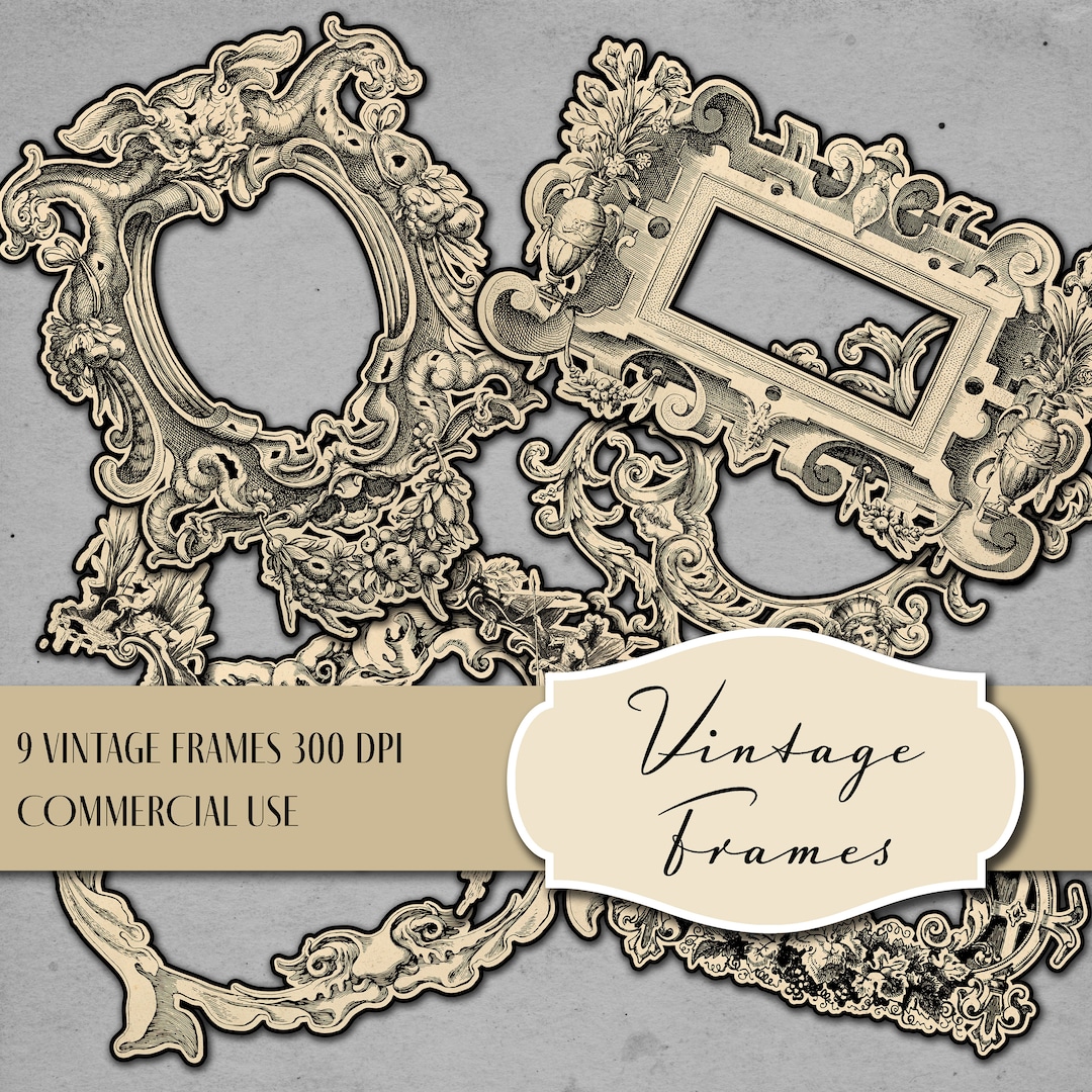 Original Format Frame 9 Vintage Frames in 4 Sheets, A4 Format, Instant Download for ...