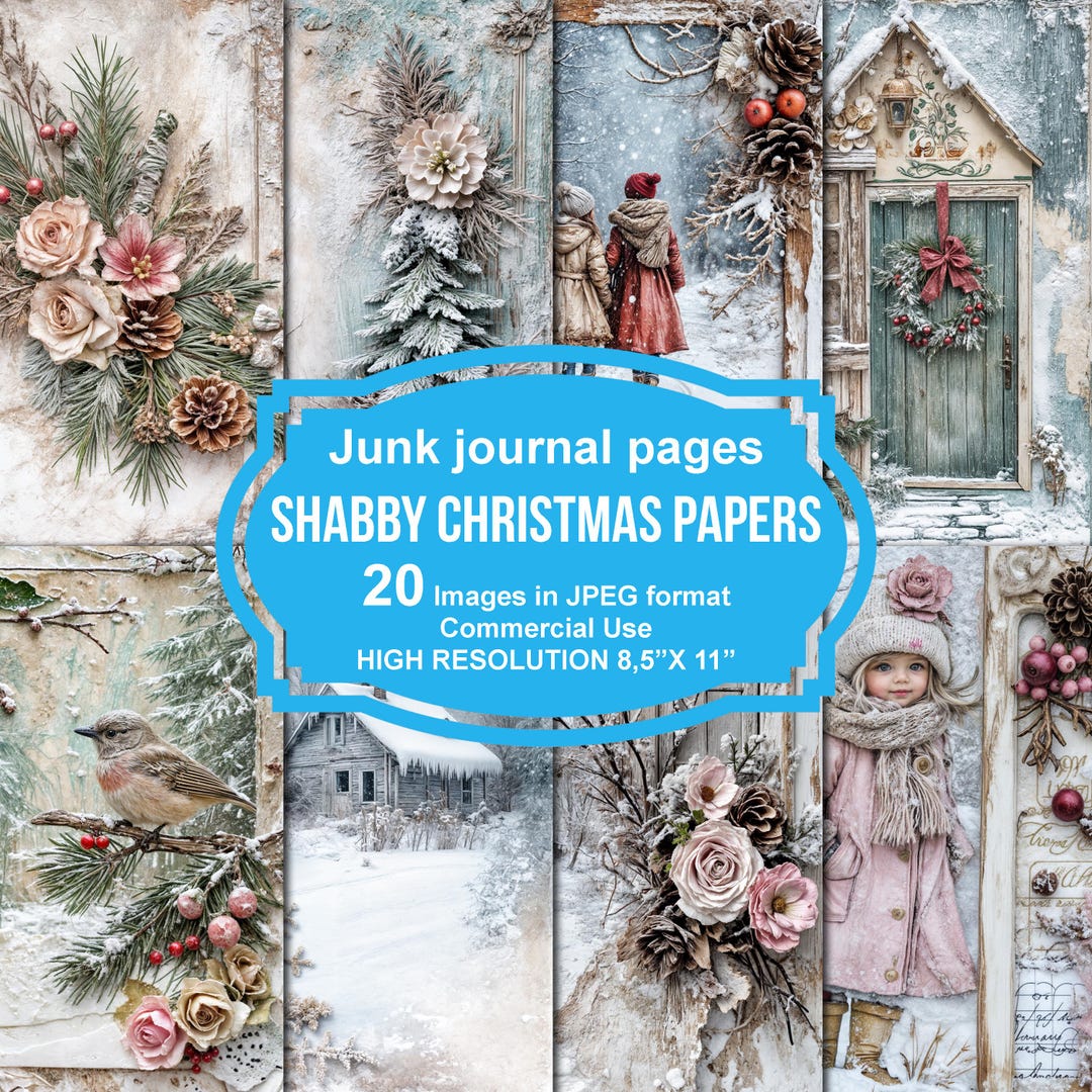 Shabby Christmas Junk Journal Printable Pages, Junk Journal Kit ...