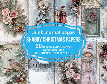 居心地の良いキャビンのジャンクジャーナルページ、クリスマスデジタル