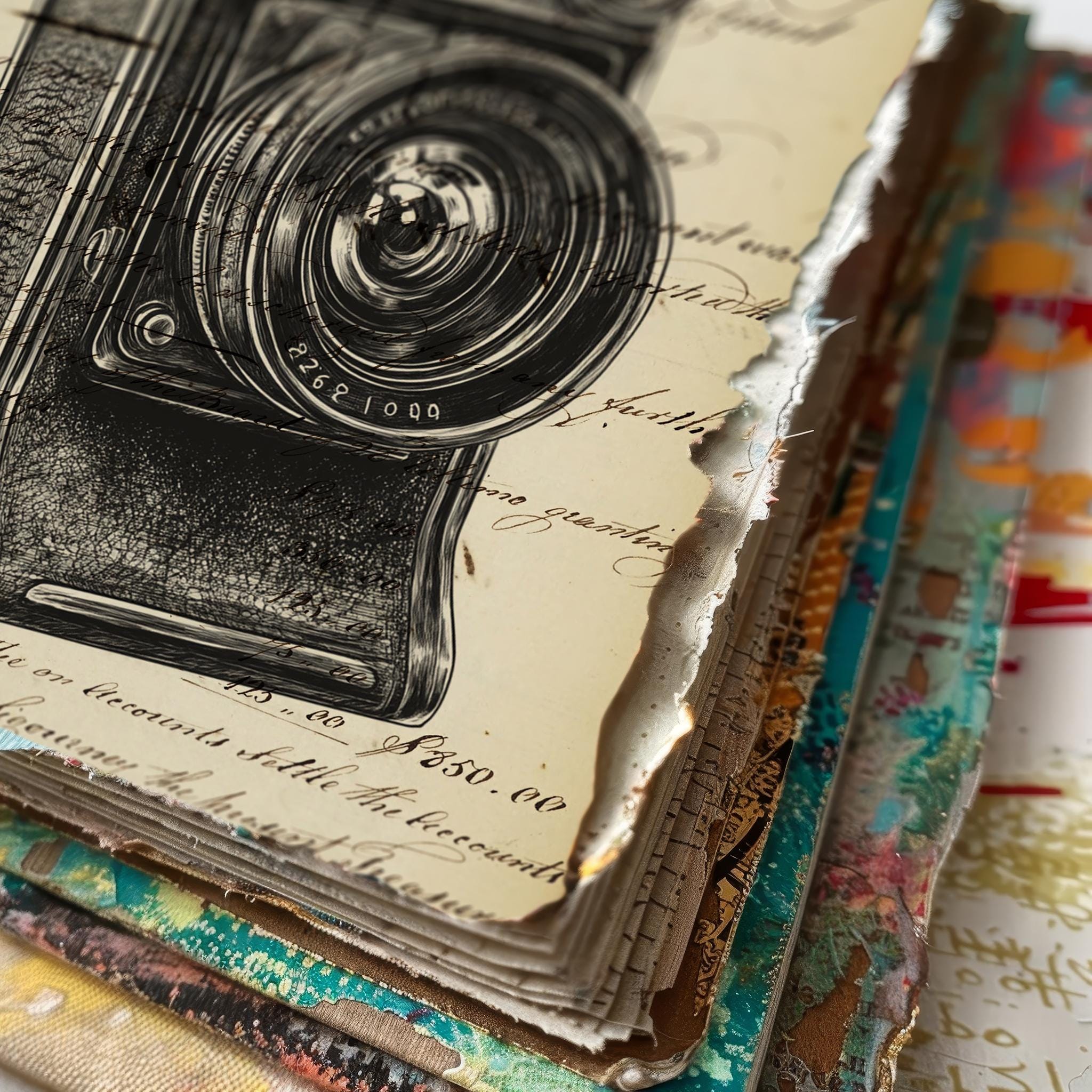 Vintage Device Digital Papers Junk Journal Signatures Grunge Paper Pack ...