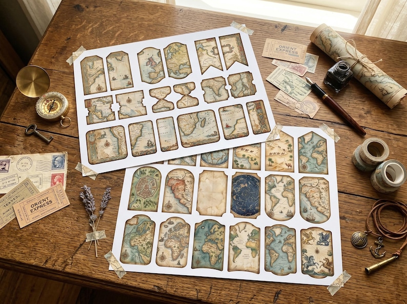 Vintage Map Junk Journal Folio Kit | Printable Travel Ephemera ...