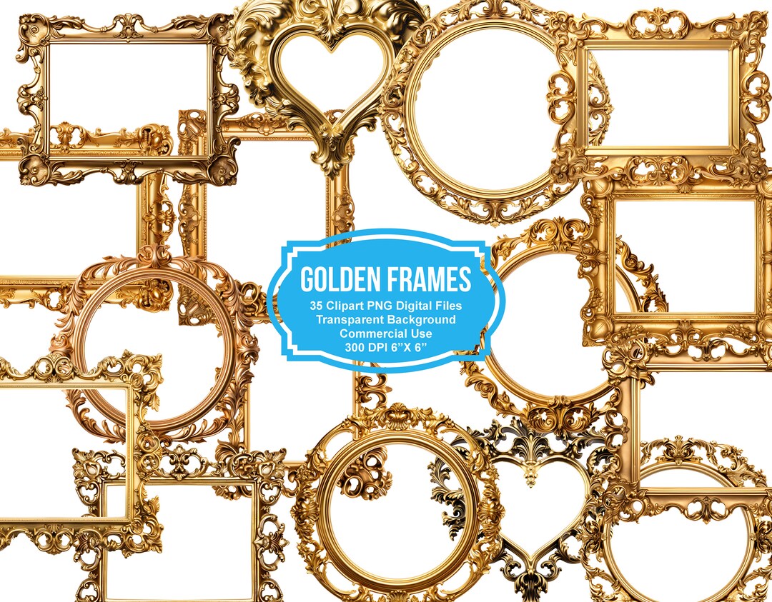 Antique Gold Frames Clipart - Rococo and Baroque Vintage Clip Art ...