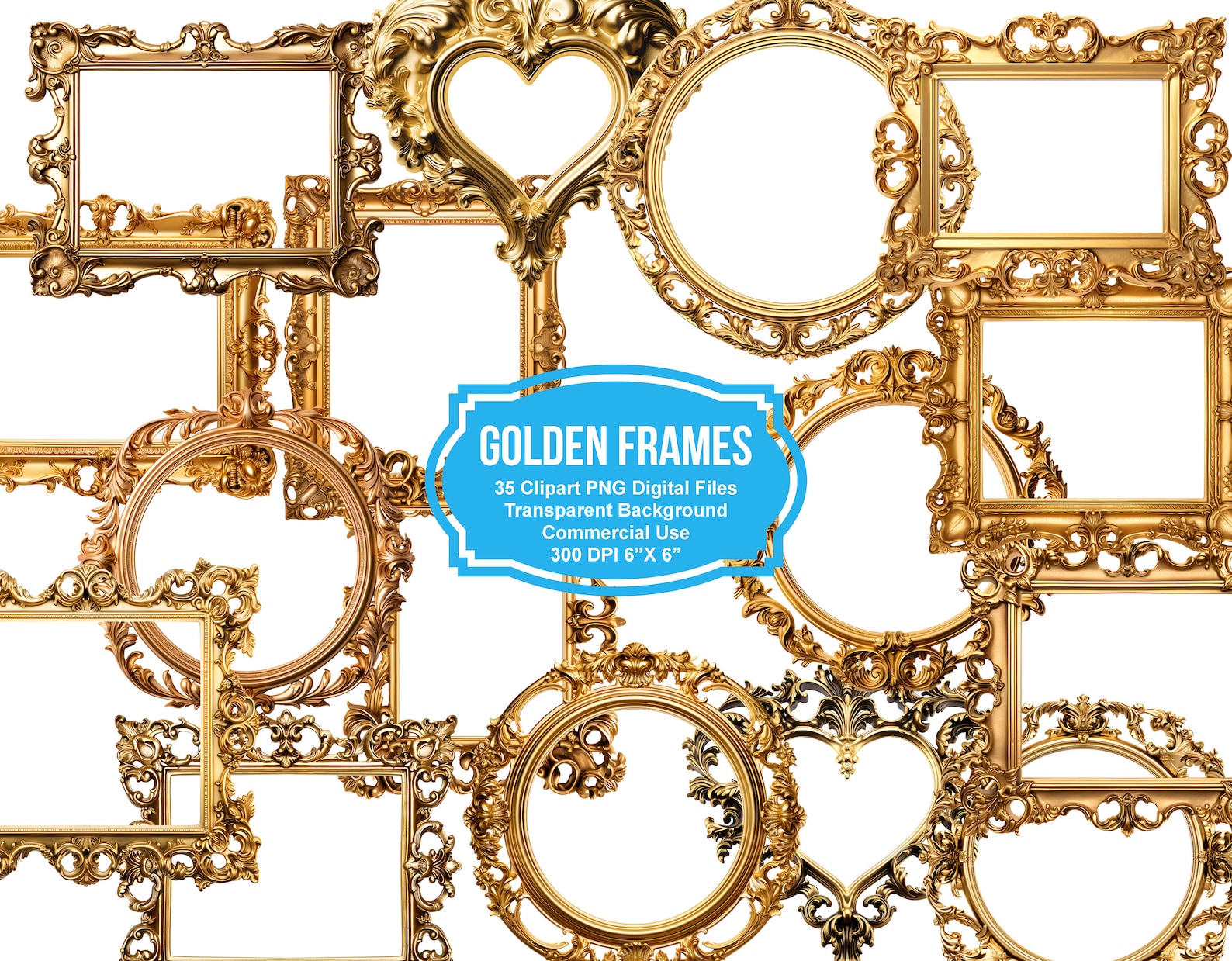 Antique Gold Frames Clipart - Rococo and Baroque Vintage Clip Art ...