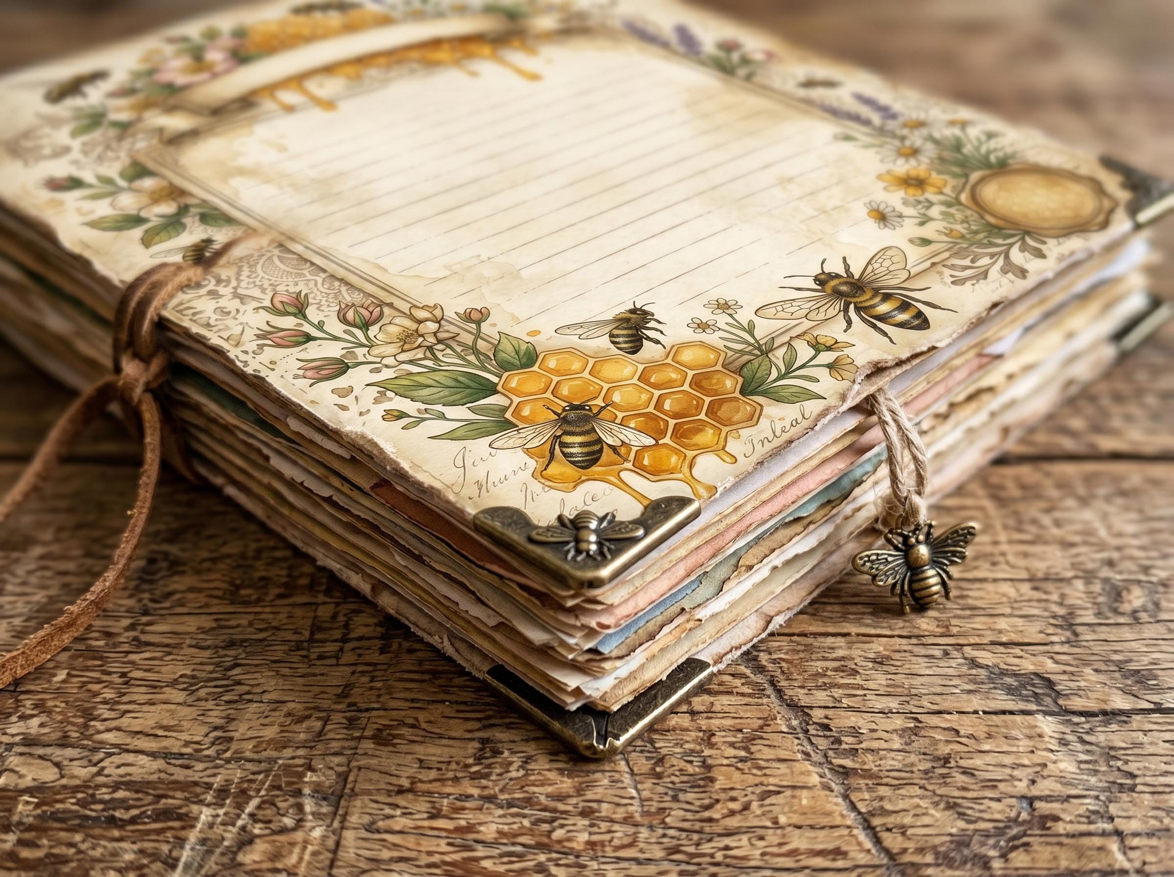 Vintage Beekeeper Junk Journal Pages | Honey Bee Digital Paper | Rustic ...