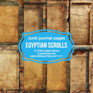 Afdrukbare pagina's van Egyptian Scrolls Junk Journal, Junk Journal Kit, Afdrukbare plakboek, Afdrukbaar papier, Digitale collage, Instant Download