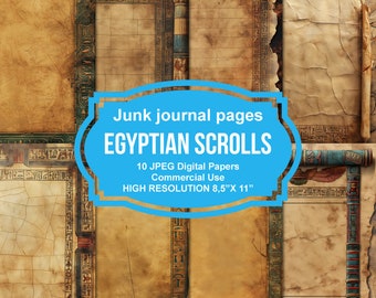 Egyptian Scrolls Junk Journal Printable Pages, Junk Journal Kit, Scrapbook printable, Printable Paper, Digital Collage, Instant Download