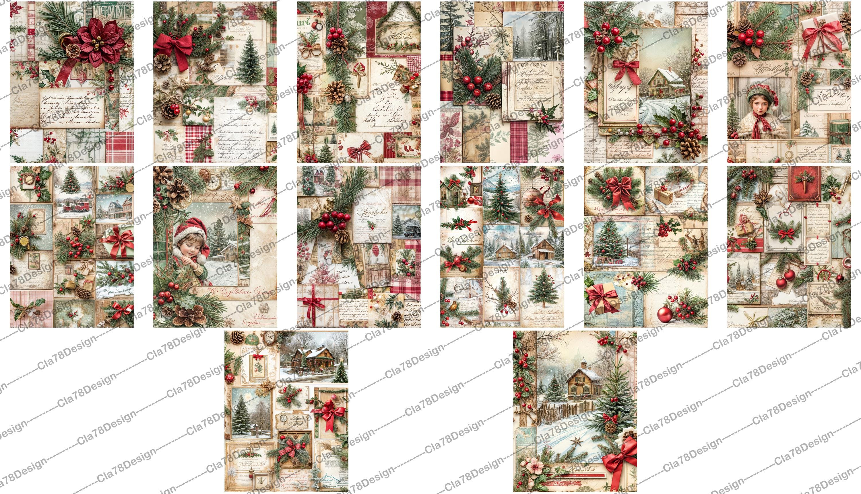 Vintage Christmas Junk Journal Kit, Printable Ephemera, Digital ...