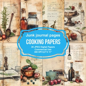 Kochen Junk Journal druckbare Seiten, Junk Journal Kit, Scrapbook druckbare, bedruckbares Papier, Digital Collage, Instant Download