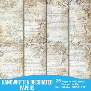Diario di scarto, scritto a mano, vecchie lettere, vintage, antico, effimero, carta vecchia, album, stampabile, download digitale