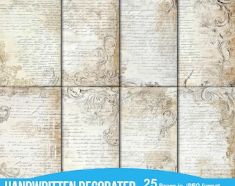 Junk Journal, Handwritten, Old Letters, Vintage, Antique, Ephemera, Old Paper, Scrapbook, Printable, Digital Download