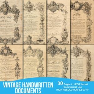 Documenti manoscritti d'epoca, diario di scarto, vecchie carte, vintage, antico, effimero, vecchi documenti, album, stampabile, download digitale