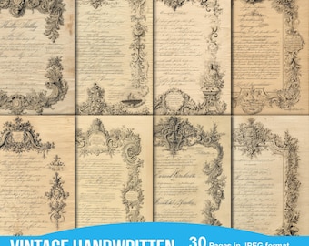 Vintage Handwritten Documents Junk Journal, Old Papers, Vintage, Antique, Ephemera, Old Documents, Scrapbook, Printable, Digital Download