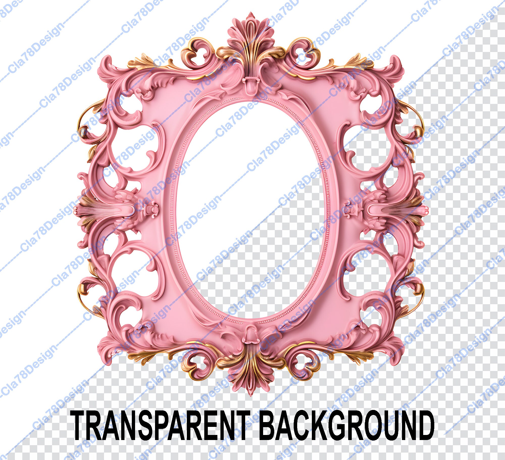 Pink and Gold Frames Clipart Rococo and Baroque Vintage Clip - Etsy
