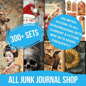Whole Shop Bundle Junk Journal, Kit digitale, Entire Shop Junk Journal, Carta digitale, Diario stampabile, Pass All Access, Download immediato
