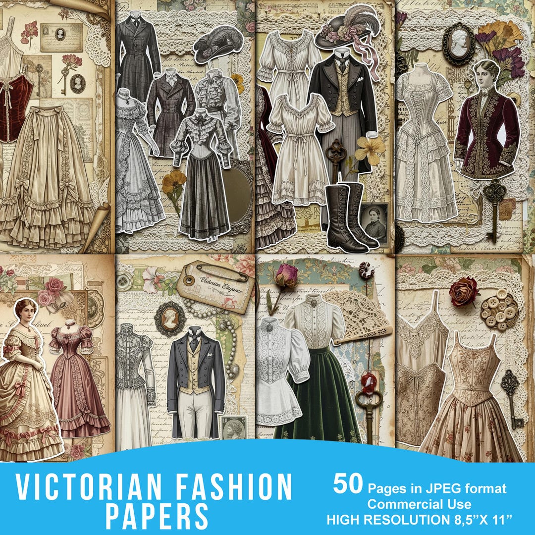 Victorian Fashion Junk Journal Kit, Vintage Ephemera Pages, Digital ...