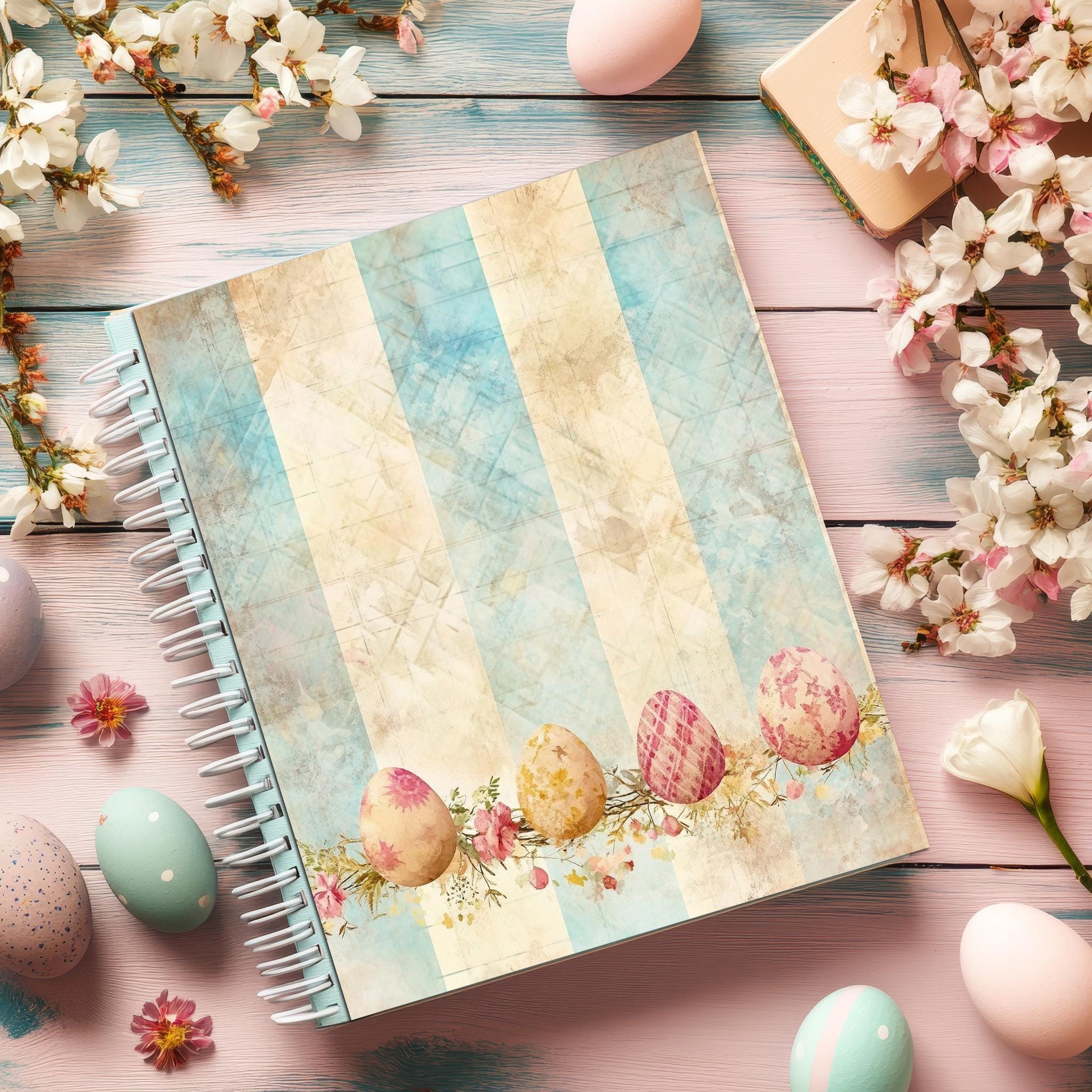 Watercolor Printable Vintage Easter Digital Paper, Retro Spring ...