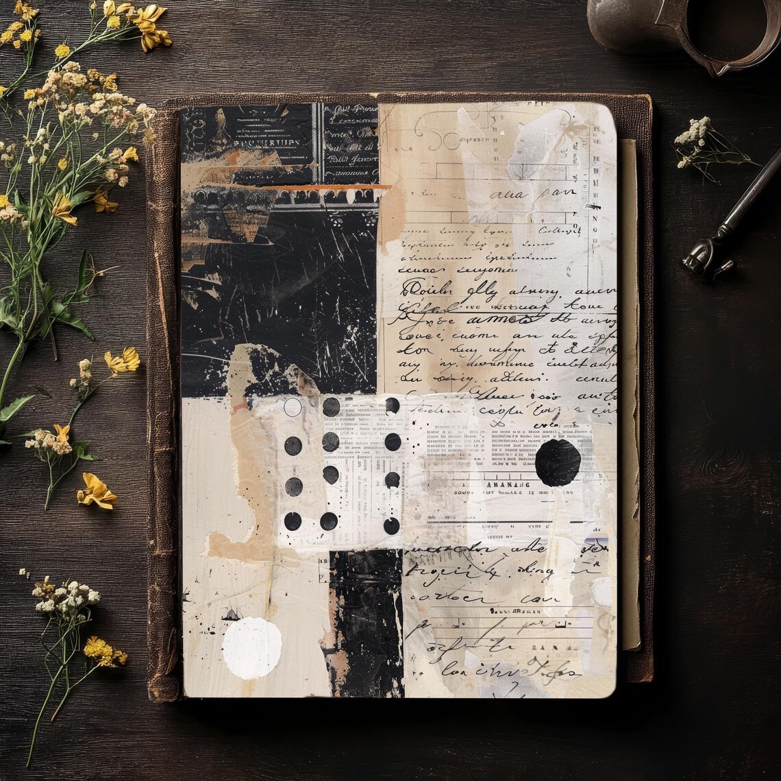 Distressed Papers Vintage Pages Collage, Old Textured Card Junk Journal ...