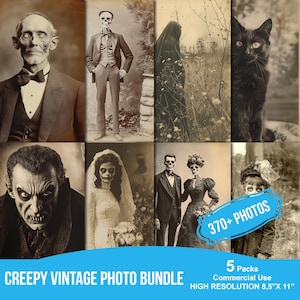 Creepy Vintage Photos Bundle Junk Journal Printable Pages,  Scrapbook Printable Kit, Printable Paper, Digital Collage, Instant Download
