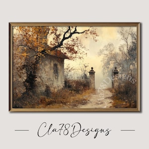 Rustic Fall Landscape Painting, Fall Wall Art, Fall Oil Painting, Fall Print Autumn Decor, Rustic Fall Decor, Moody Wall Art, Digital Print