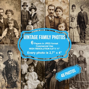 Familie Vintage Fotos Junk Journal druckbare Seiten, Scrapbook Printable Kit, bedruckbares Papier, digitale Collage, sofort Download