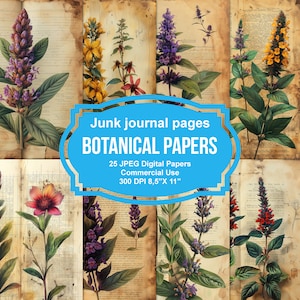 25 pages imprimables de journal indésirable d'herbes botaniques, kit de journal indésirable, scrapbooking imprimable, papier imprimable, collage numérique, téléchargement immédiat