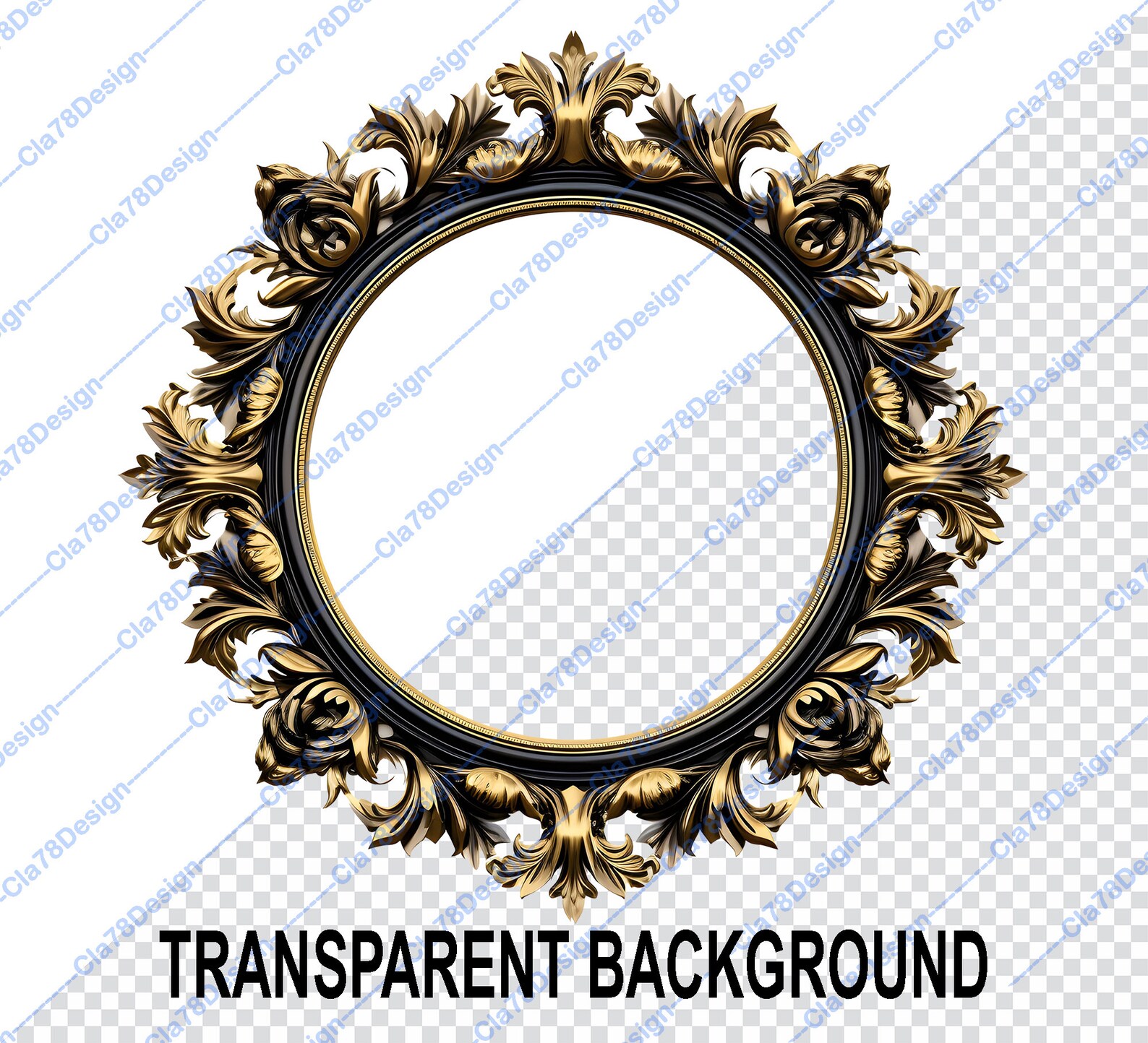Black and Gold Frames Clipart - Rococo and Baroque Vintage Clip Art for ...