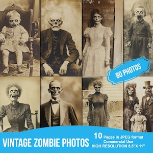 Vintage Zombie Fotos Junk Journal druckbare Seiten, Scrapbook Printable Kit, bedruckbares Papier, digitale Collage, sofort Download