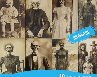 Vintage Zombie Photos Junk Journal Printable Pages,  Scrapbook Printable Kit, Printable Paper, Digital Collage, Instant Download
